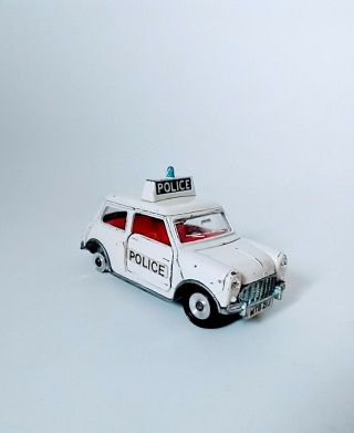Vtg No 250 White Police Mini Cooper Dinky Toys Meccano Ltd Made In England