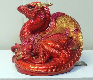 Windstone Editions " Old Warrior Dragon " In Ruby Red 1997 Pena Hollywood,  Ca