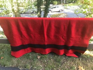 Vintage Hudson’s Bay 4 Point Blanket 100 Wool Red Black 87 X 65 England