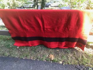 Vintage Hudson’s Bay 4 Point Blanket 100 Wool Red Black 87 x 65 England 2