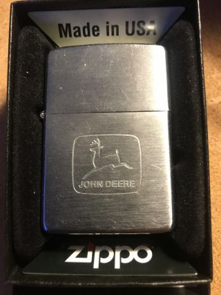 1978 John Deere Zippo Lighter Case With 1995 Insert Brushed Chrome Engraved