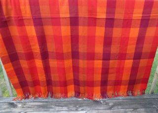 Faribo Woolen Mills Throw Blanket 100 Virgin Wool 58x70 Fringed Tag Orange/red