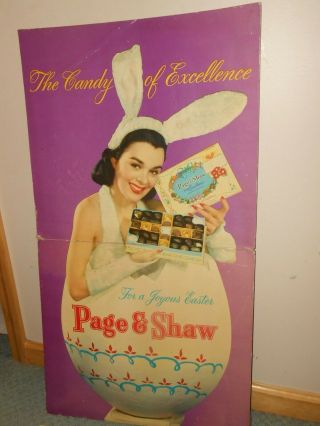 Vintage Page & Shaw Candy Easter Pin Up Store Display Stand Up Cardboard