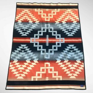 Vintage Pendleton Beaver State Aztec Wool Blanket Usa 75x57