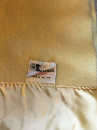 Vintage CHATHAM Wool Blanket Yellow SATIN TRIM 78 