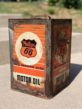 Vintage Phillips 66 Motor Oil 5 Gallon Metal Can Advertising Gas Station Farm