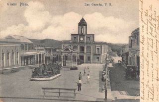 Puerto Rico Rare 1912 The Plaza At Of San German,  P.  R.  Rio Piedras Postmark