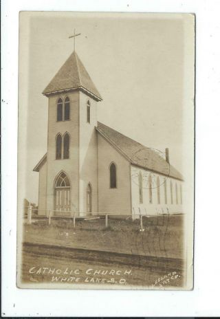 Real Photo Postcard Post Card White Lake South Dakota Sd S D Catholic Church