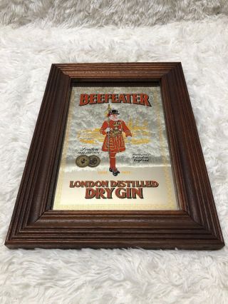 Vintage Beefeater Mirror Bar Sign London Distilled Dry Gin Wall Decor Man Cave