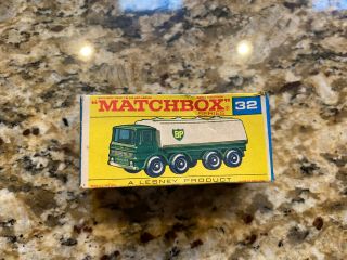 Vntg,  Matchbox,  Lesney,  32 Leyland Petrol Tanker In Orig.  Box,  Eng.  Base,  1/64