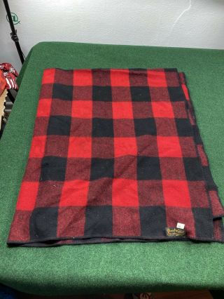 Vintage Pearce Woolrich Wool Blanket Throw 69” X 58” Red & Black Fast