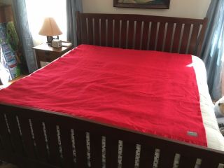 Vintage Ov Ottawa Valley Pure Wool Red Blanket 67” X 82” No Damage