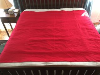 Vintage OV Ottawa Valley Pure Wool Red Blanket 67” x 82” No Damage 3