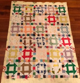 Vintage Multi Pattern Quilt Blanket 43”x57”