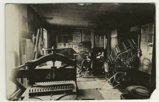 Rare Circa 1910 Rppc - Press Room,  Freeport Press,  Freeport,  Oh.