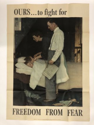 Ours To Fight For Freedom From Fear Norman Rockwell World War 2 Poster 40” X 28”