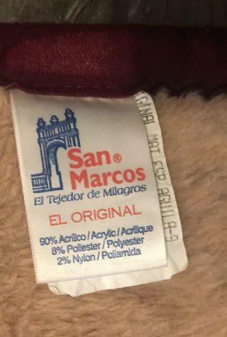 VINTAGE SAN MARCOS EAGLE MAROON BEIGE BLANKET 86” X 70” 3