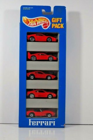 Vintage Hot Wheels Ferrari 5 Car Gift Pack With Plastic Body 308 1993 Malaysia