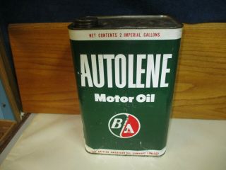Vintage B/a Ba B - A British American Oil Co Autolene Motor Oil 2 Gallon Can Tin