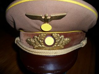 Ww2 Wwii German Authentic Military Visor Hat With Braid