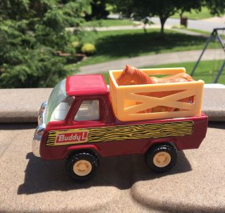 ⭐️buddy L 1979 Vintage Collectible Red Farm Truck Wagon Bed Horse Cow⭐️