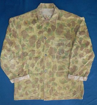 Vintage Wwii Usmc P42 Camo Hbt Jacket W/ Ega Us Marine Corps Ww2 Named