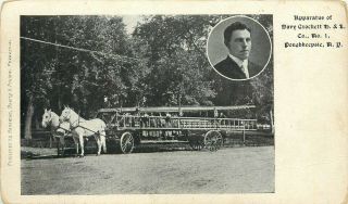 Poughkeepsie Ny Apparatus Davy Crockett H.  &l.  Fire Co.  1 2 Postcards