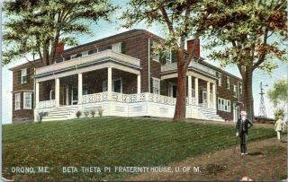 1907 University Of Maine Beta Theta Pi Fraternity House Orono Postcard Ep