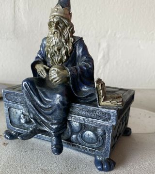 Wizard Jewelry Box Sorcerer Pewter Vandor China Silver & Pale Blue Spencer 1998