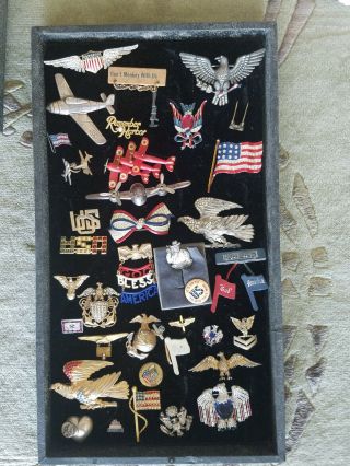 Vintage Wwii Pins And Memorabilia 1940s Including Churchill V Stick Pin