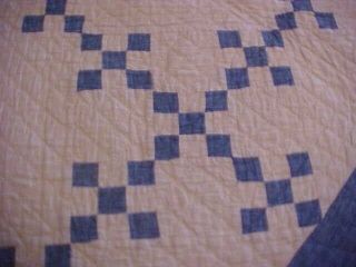 Vintage Hand Made Baby Quilt,  Blue And White Squares Design