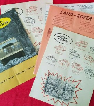 Land Rover Vintage Early 1960s Advertising Brochures / Poster,  Price List,