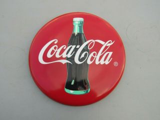 Vintage 1992,  Coca Cola,  16” Round,  Button Metal Sign,  Wall Decor,