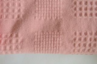 Vintage Pretty Pink Faribault Queen Merino Wool Blanket Texture w Satin Trim USA 3