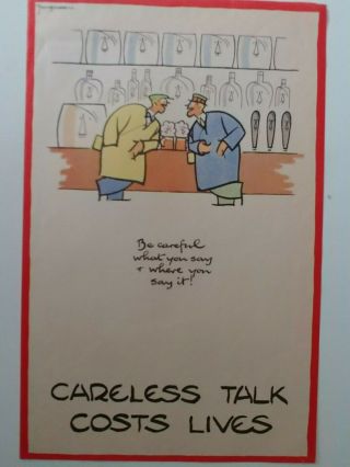 Wwii Fougasse Cyril Bird Careless Talk Costs Lives Iconic Poster Men In Pub