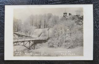 1911 Real Photo Postcard Rppc " The Park " Step Bridge Cattaraugus York Ny