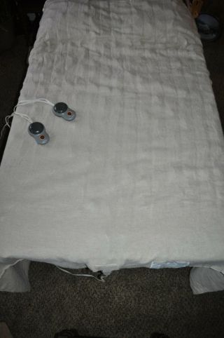 94 " X 74 " King Size Cream Electric Blanket Warmer W Sunbeam Dual Controls Usa