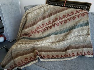 Vintage Pearce Woolrich Wool Blanket Throw 82” X 60” Brown Tan Gray Pattern Usa