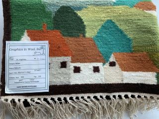 VIntage Hand Woven Wool Wall Hanging Rug Poland 35x47 3