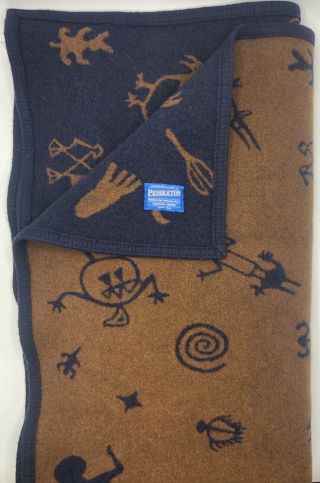 Vintage Pendleton Wool Blend Baby Crib Blanket Reversible Rare Tribal Aztec Usa