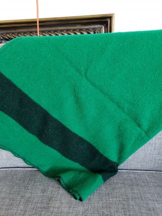 Vintage Pearce Woolrich Wool Blanket Throw 80” X 60” Green And Dark Green Stripe