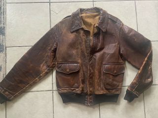 Vtg 1940s Wwii Usaaf A - 2 Small Leather Flight Jacket Army Air Force Ww2 40