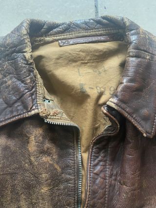 VTG 1940s WWII USAAF A - 2 Small Leather Flight Jacket Army Air Force WW2 40 2