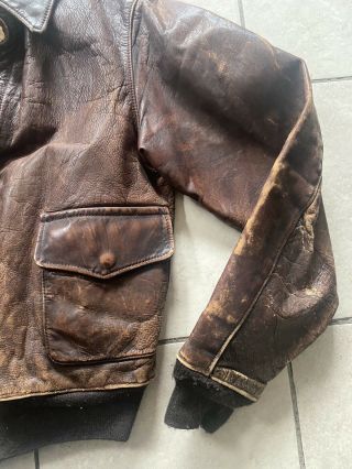 VTG 1940s WWII USAAF A - 2 Small Leather Flight Jacket Army Air Force WW2 40 3