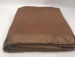 Vintage Acrylic Blanket Satin Trim Brown 69 x 85 Soft Heavy Chocolate 2
