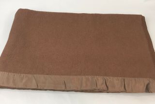 Vintage Acrylic Blanket Satin Trim Brown 69 x 85 Soft Heavy Chocolate 3