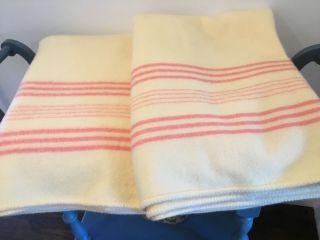 Vintage Striped Wool Blankets Irish Rare Twin