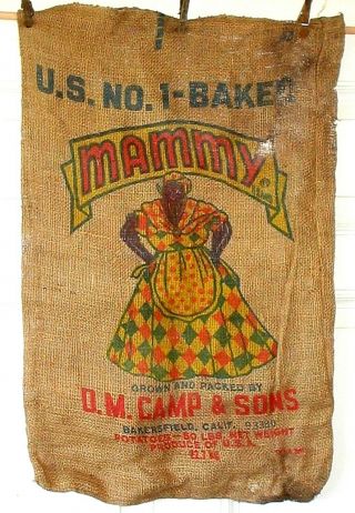 Vintage Americana 100 Lb.  Burlap Sack D.  M.  Camp & Sons Potatoe Sack