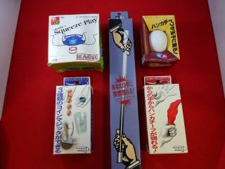 5 Tenyo Magic Tricks - Wand,  Silk To Egg,  Squeeze Play,  Silk Hanky,  Coin & Glass