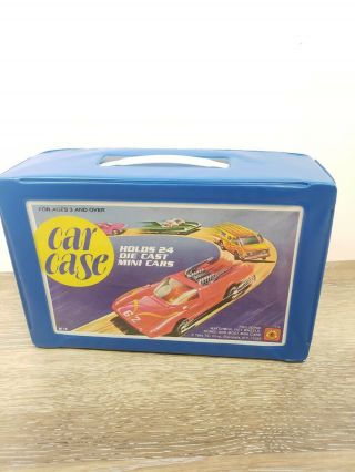 Vintage 1970s Tara Toy blue car case Tomica,  Hot Wheels Matchbox diecast 2